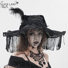 EVA LADY Women's Gothic Embroidered Feather Tassels Witch Hat