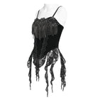 EVA LADY Women's Gothic Embroidered Tassels Lace-up Overbust Corset Black