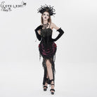 EVA LADY Women's Gothic Embroidered Tassels Lace-up Overbust Corset Black