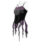 EVA LADY Women's Gothic Embroidered Tassels Lace-up Overbust Corset Black-Purple