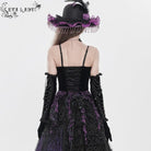 EVA LADY Women's Gothic Embroidered Tassels Lace-up Overbust Corset Black-Purple