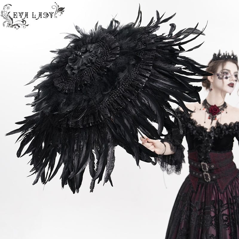 EVA LADY Women's Gothic Feather Ruched Umbrella