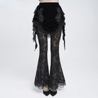 EVA LADY Women's Gothic Floral Beaded Fringe Velvet Skirt with Streamer