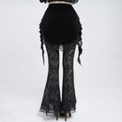 EVA LADY Women's Gothic Floral Beaded Fringe Velvet Skirt with Streamer
