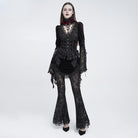 EVA LADY Women's Gothic Floral Beaded Fringe Velvet Skirt with Streamer