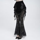 EVA LADY Women's Gothic Floral Beaded Fringe Velvet Skirt with Streamer