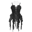 EVA LADY Women's Gothic Floral Beaded Ruffled Streamer Overbust Corset