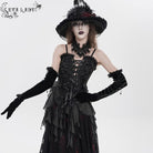 EVA LADY Women's Gothic Floral Beaded Ruffled Streamer Overbust Corset