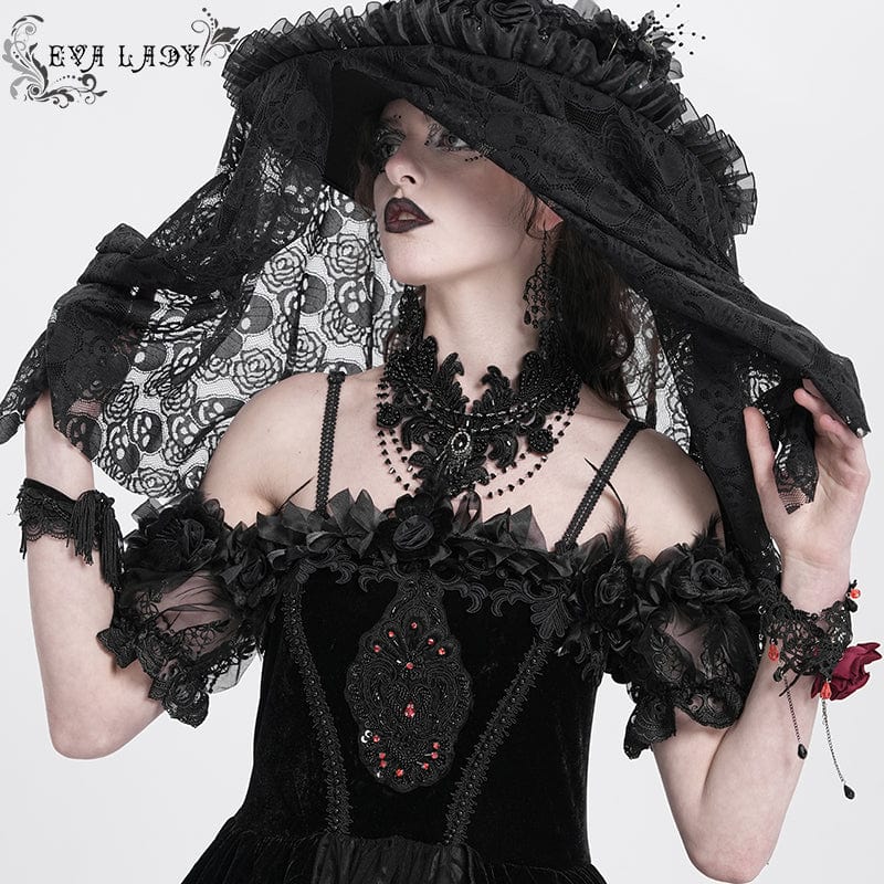EVA LADY Women's Gothic Floral Embroidered Beaded Choker
