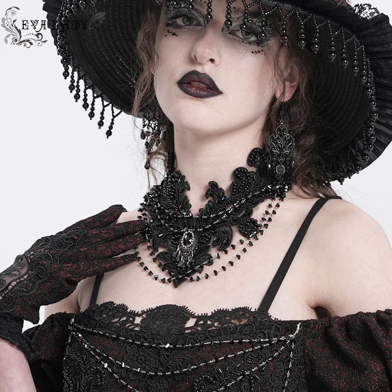 EVA LADY Women's Gothic Floral Embroidered Beaded Choker