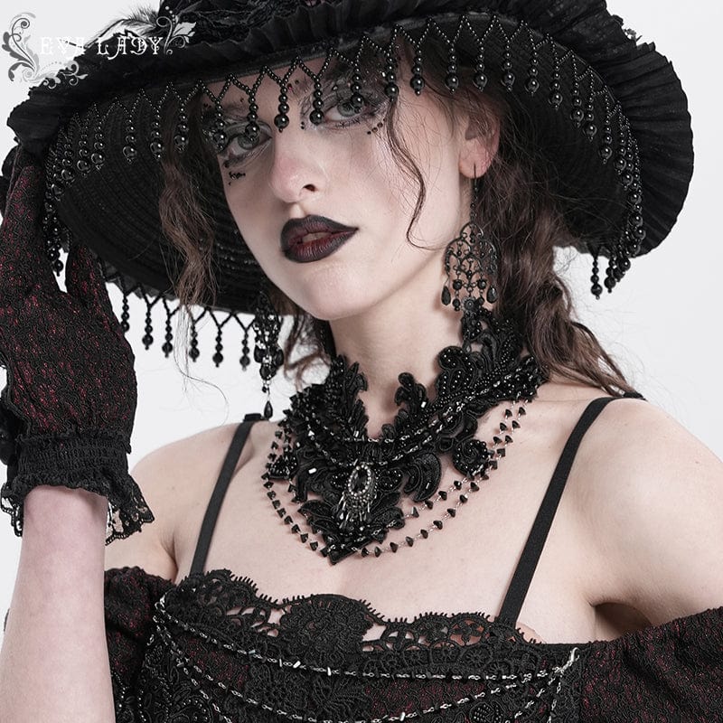 EVA LADY Women's Gothic Floral Embroidered Beaded Choker
