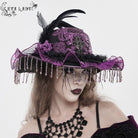 EVA LADY Women's Gothic Floral Embroidered Feather Tassels Hat