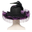 EVA LADY Women's Gothic Floral Embroidered Feather Tassels Hat
