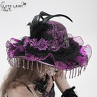 EVA LADY Women's Gothic Floral Embroidered Feather Tassels Hat
