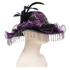EVA LADY Women's Gothic Floral Embroidered Feather Tassels Hat