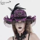 EVA LADY Women's Gothic Floral Embroidered Feather Tassels Hat