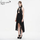 EVA LADY Women's Gothic Floral Embroidered Halterneck Mesh Dress