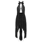 EVA LADY Women's Gothic Floral Embroidered Halterneck Mesh Dress