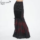 EVA LADY Women's Gothic Floral Embroidered Lace Splice Red Fishtail Skirt