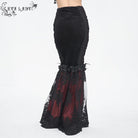 EVA LADY Women's Gothic Floral Embroidered Lace Splice Red Fishtail Skirt