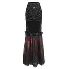 EVA LADY Women's Gothic Floral Embroidered Lace Splice Red Fishtail Skirt