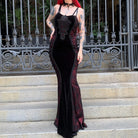 EVA LADY Women's Gothic Floral Embroidered Ruched Fishtail Wedding Dress