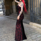 EVA LADY Women's Gothic Floral Embroidered Ruched Fishtail Wedding Dress