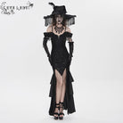 EVA LADY Women's Gothic Floral Embroidered Tassels Off-shoulder Slip Dress Black