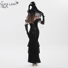 EVA LADY Women's Gothic Floral Embroidered Tassels Off-shoulder Slip Dress Black