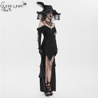 EVA LADY Women's Gothic Floral Embroidered Tassels Off-shoulder Slip Dress Black