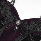 EVA LADY Women's Gothic Floral Embroidered Tassels Off-shoulder Slip Dress Black-Purple