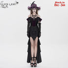 EVA LADY Women's Gothic Floral Embroidered Tassels Off-shoulder Slip Dress Black-Purple