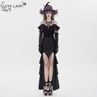 EVA LADY Women's Gothic Floral Embroidered Tassels Off-shoulder Slip Dress Black-Purple