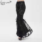 EVA LADY Women's Gothic Floral Lace Beaded Chained Long Skirt Black