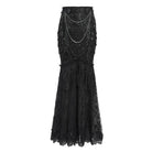EVA LADY Women's Gothic Floral Lace Beaded Chained Long Skirt Black