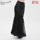 EVA LADY Women's Gothic Floral Lace Beaded Chained Long Skirt Black