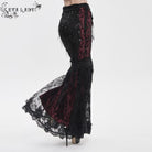 EVA LADY Women's Gothic Floral Lace Beaded Chained Long Skirt Black-Red