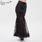 EVA LADY Women's Gothic Floral Lace Beaded Chained Long Skirt Black-Red