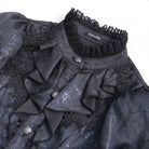 EVA LADY Women's Gothic Floral Lace Patchwork Lace-up Puff Flare Sleeve Blouse