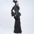 EVA LADY Women's Gothic Floral Lace Patchwork Lace-up Puff Flare Sleeve Blouse