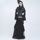 EVA LADY Women's Gothic Floral Lace Patchwork Lace-up Puff Flare Sleeve Blouse