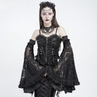 EVA LADY Women's Gothic Floral Lace Ruffled Flare Arm Sleeves