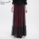 EVA LADY Women's Gothic Floral Mesh Splice Skirt Red