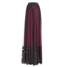 EVA LADY Women's Gothic Floral Mesh Splice Skirt Red