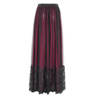 EVA LADY Women's Gothic Floral Mesh Splice Skirt Red