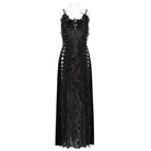EVA LADY Women's Gothic Floral Side Lace-up Beaded Ruffle Chain  Slip Dress