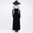 EVA LADY Women's Gothic Floral Side Lace-up Beaded Ruffle Chain  Slip Dress