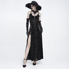 EVA LADY Women's Gothic Floral Side Lace-up Beaded Ruffle Chain  Slip Dress