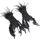 EVA LADY Women's Gothic Irregular Feather Beaded Black Lace Gloves