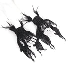 EVA LADY Women's Gothic Irregular Feather Beaded Black Lace Gloves